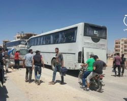 الدفعة التاسعة من مهجري الوعر تصل إلى جرابلس بريف حلب الشرقي