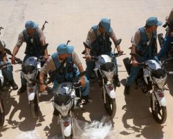 فرقة دراجات نارية لحفظ الأمن في مدينة الباب شرق حلب