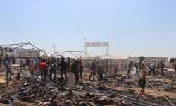 حريق يلتهم أكثر من 30 خيمة في مخيم للنازحين شمال حلب