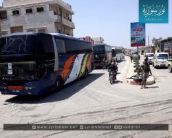 القافلة الأولى من مهجري جنوب دمشق تصل شمال حلب