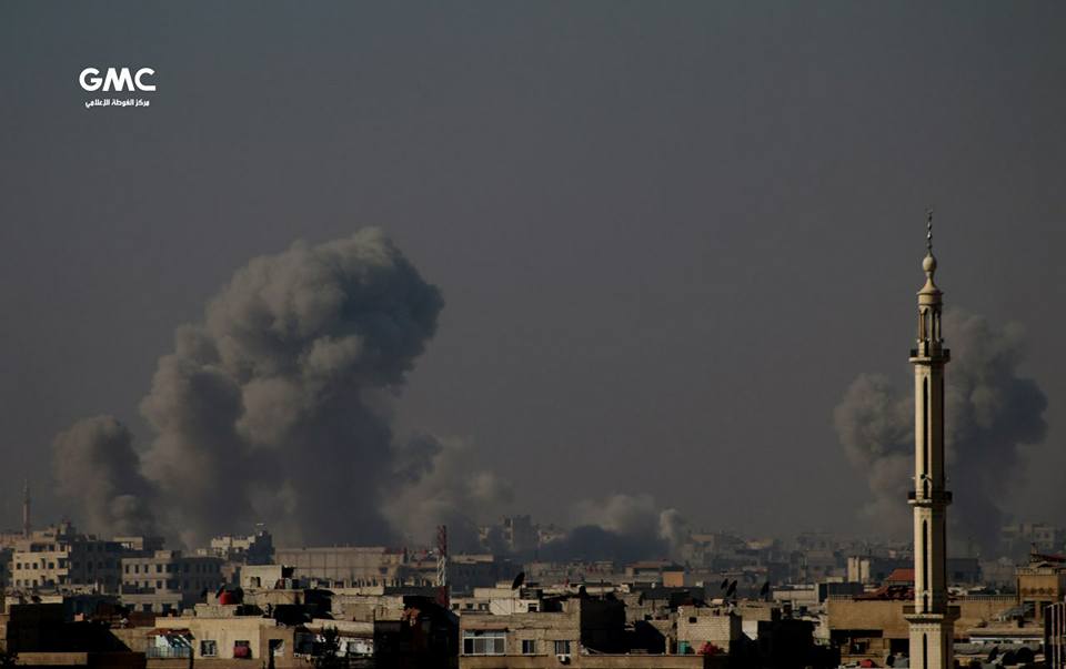 جرحى ودمار هائل في الغوطة الشرقية، جراء قصف مدفعي عنيف 