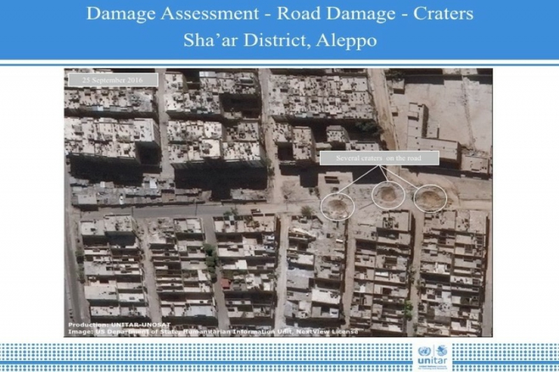 صور فضائية لمعهد التربية والبحوث التابع للأمم المتحدة تظهر حجم الدمار في حلب 