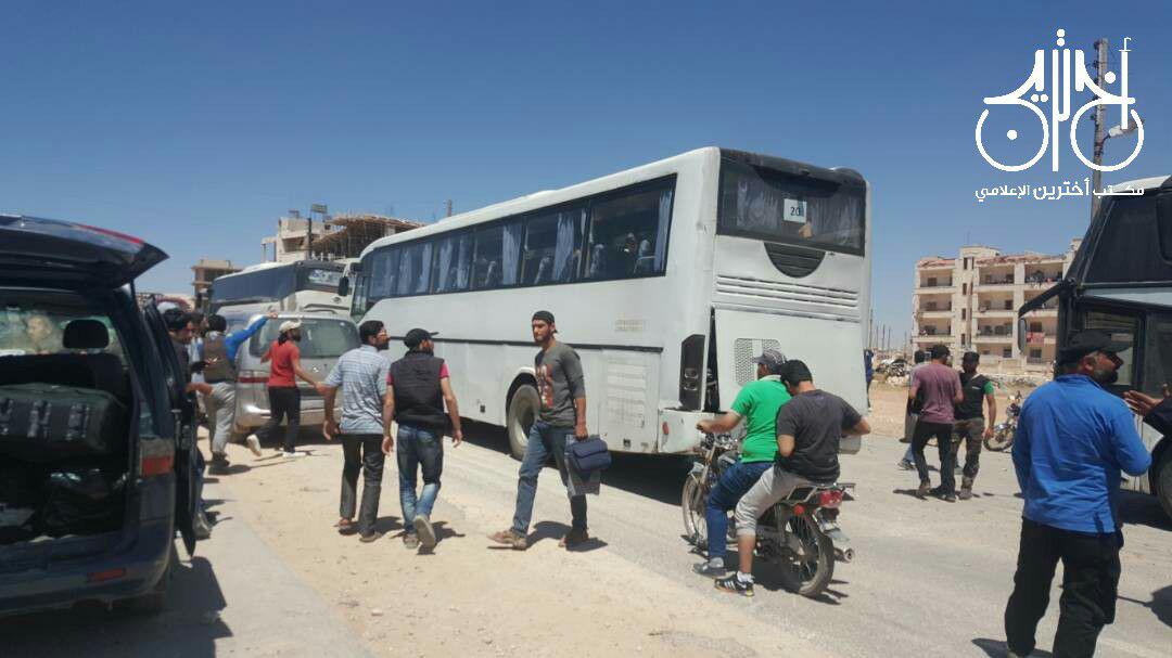 الدفعة التاسعة من مهجري الوعر تصل إلى جرابلس بريف حلب الشرقي
