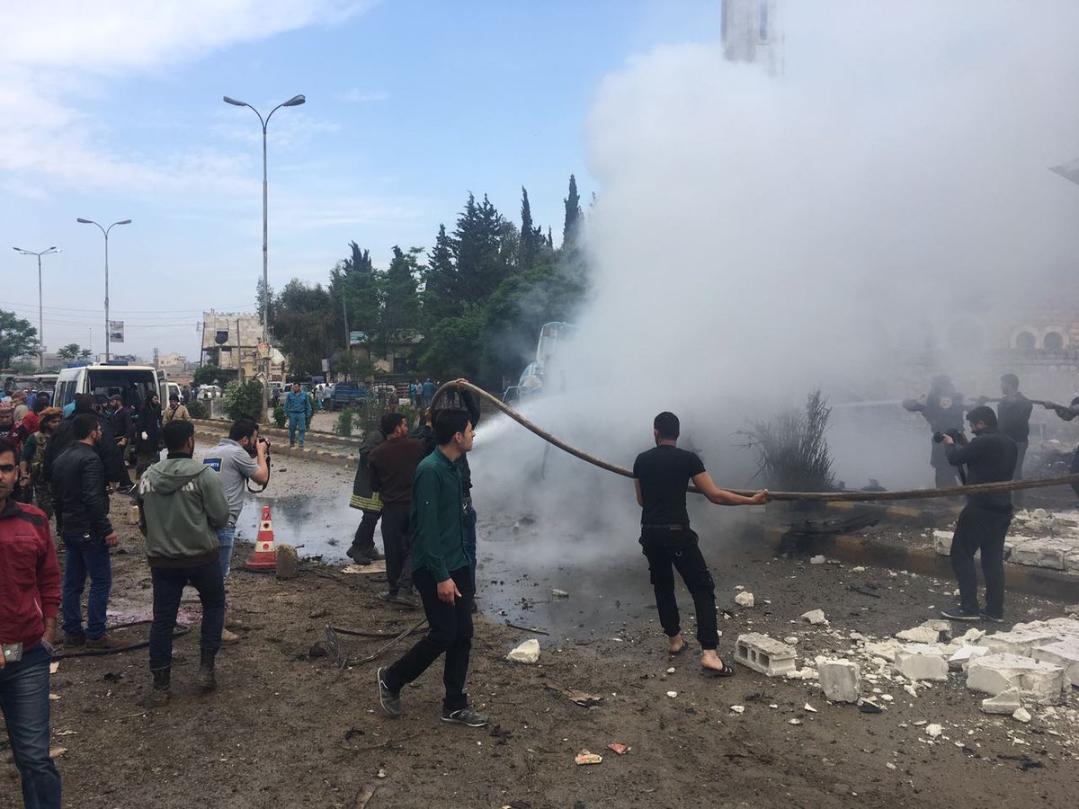 شهداء وجرحى جراء انفجار سيارة مفخخة في مدينة إعزاز بريف حلب الشمالي
