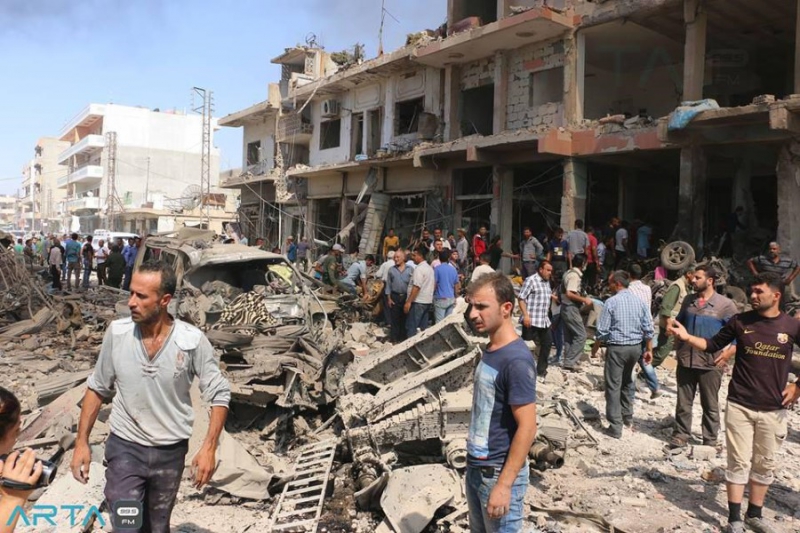 أكثر من 30 شهيداً و70 جريحاً في مجزرتين للطيران الأسدي والروسي في أبين والأتارب بريف حلب الغربي