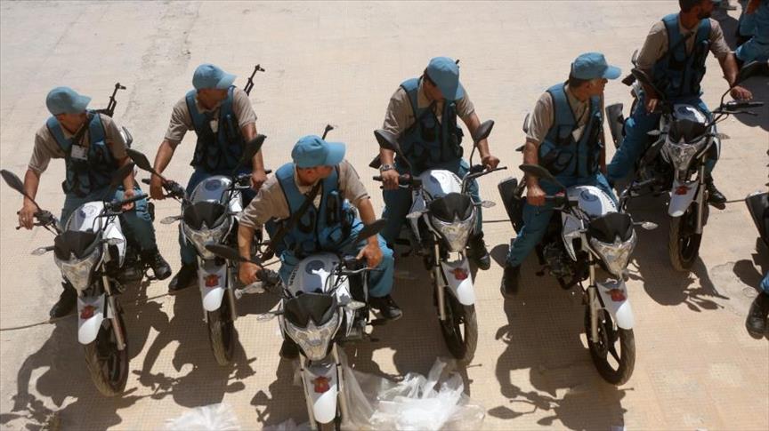 فرقة دراجات نارية لحفظ الأمن في مدينة الباب شرق حلب